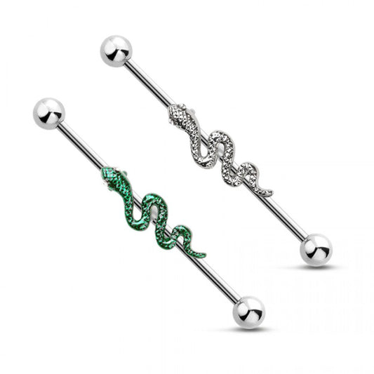 Slithering Snake Industrial Barbell 14g