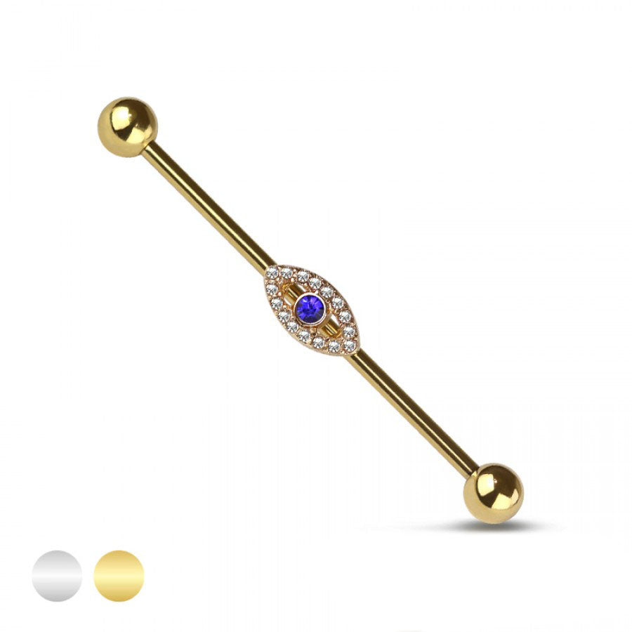 Blue Oval Halo Industrial Barbell 14g