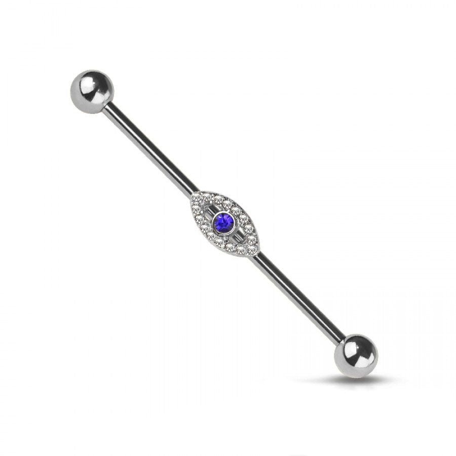 Blue Oval Halo Industrial Barbell 14g