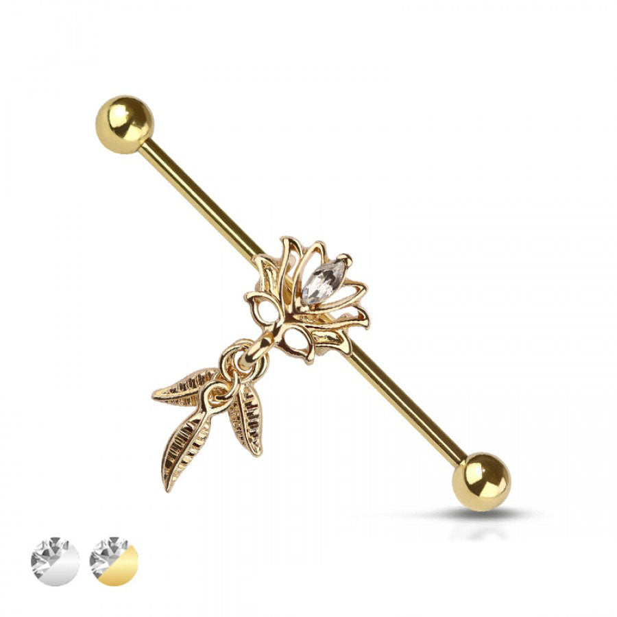 Garden Bloom Dangle Industrial Barbell 14g