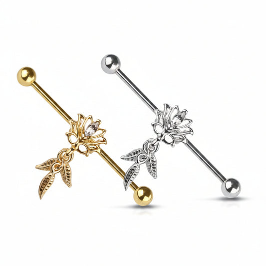 Garden Bloom Dangle Industrial Barbell 14g