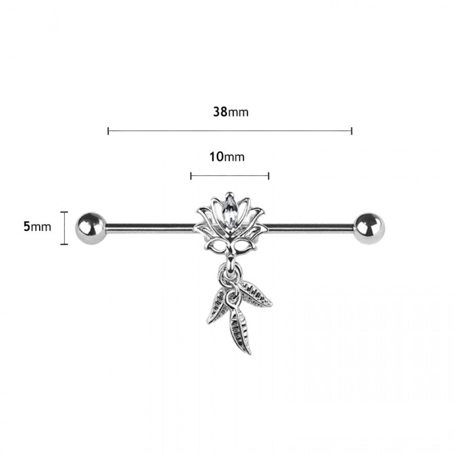 Garden Bloom Dangle Industrial Barbell 14g
