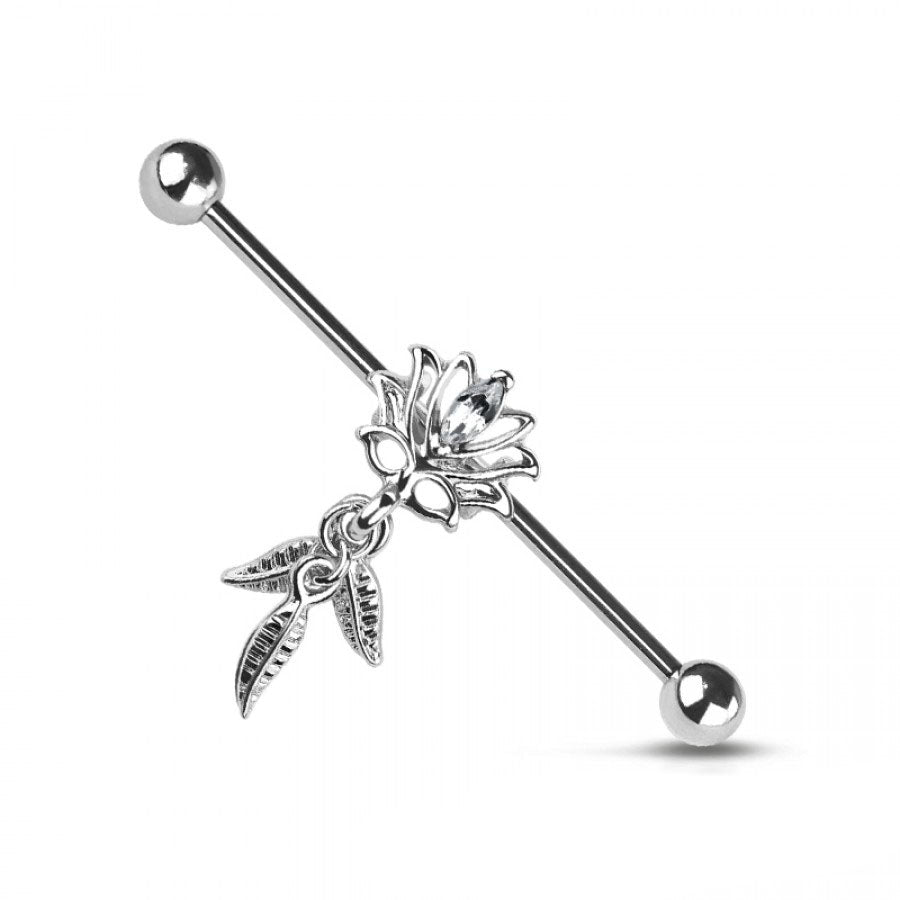 Garden Bloom Dangle Industrial Barbell 14g