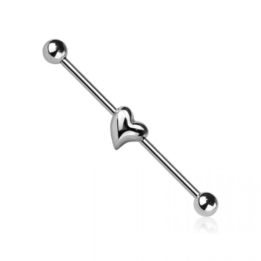 Minimalist Heart Industrial Barbell 14g