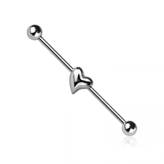 Minimalist Heart Industrial Barbell 14g