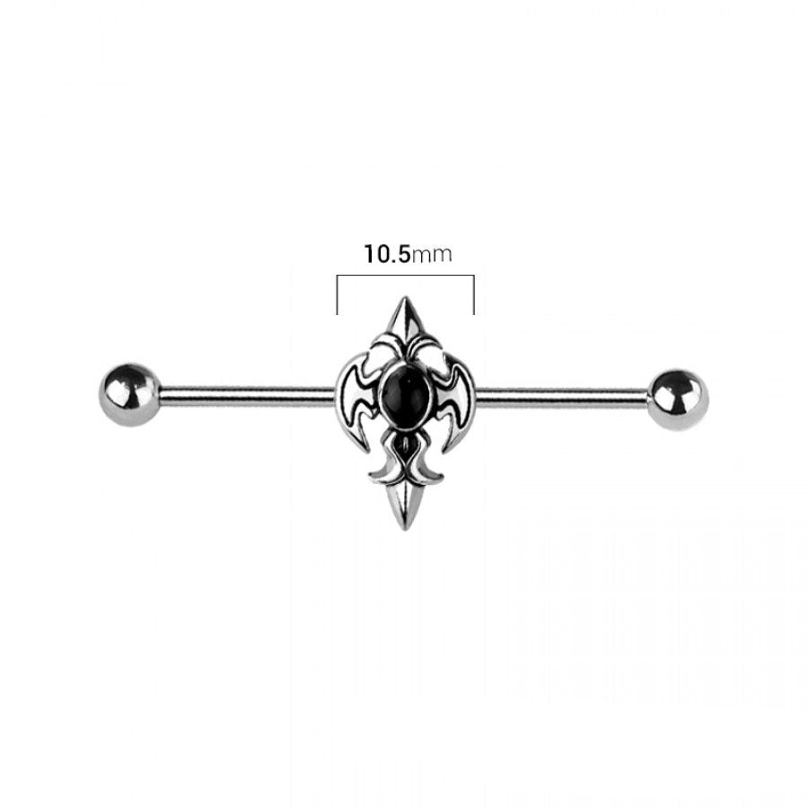 Gothic Vampire Cross Fancy Industrial Barbell 14g