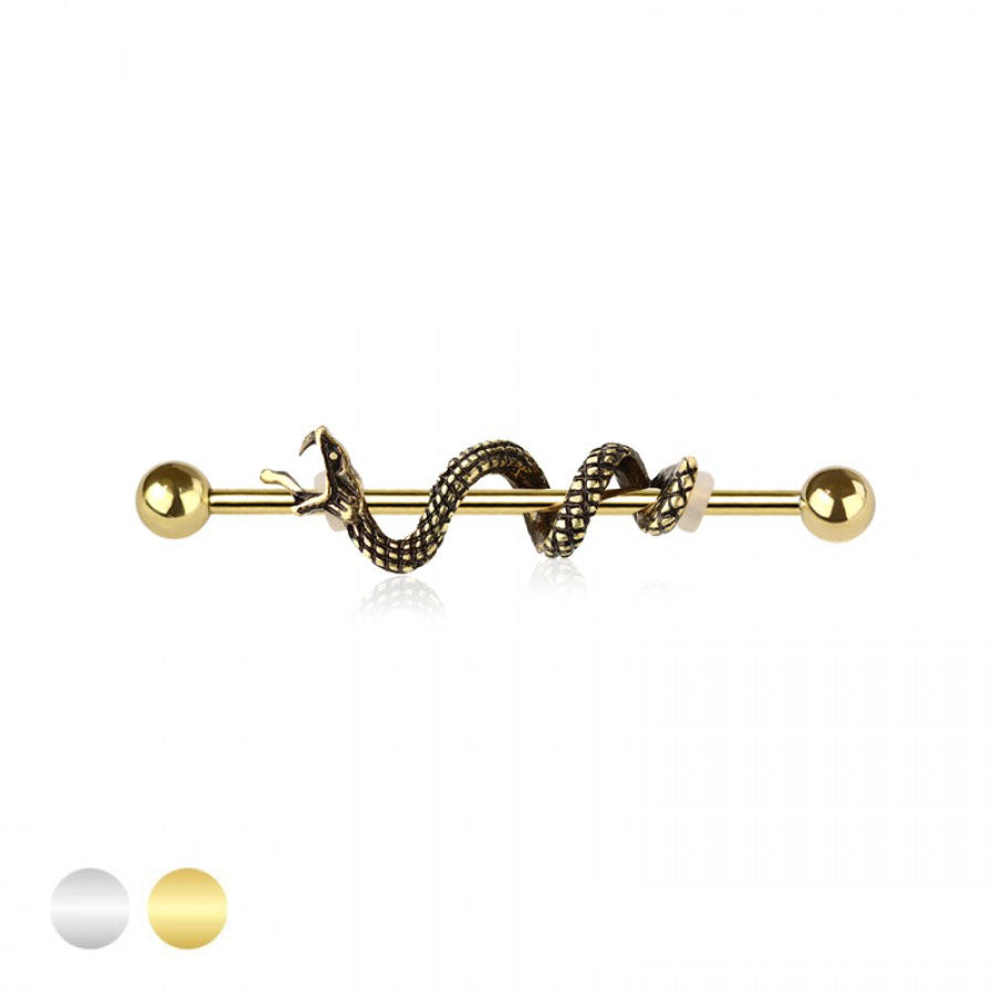 Wrapped Snake Fancy Industrial Barbell 14g
