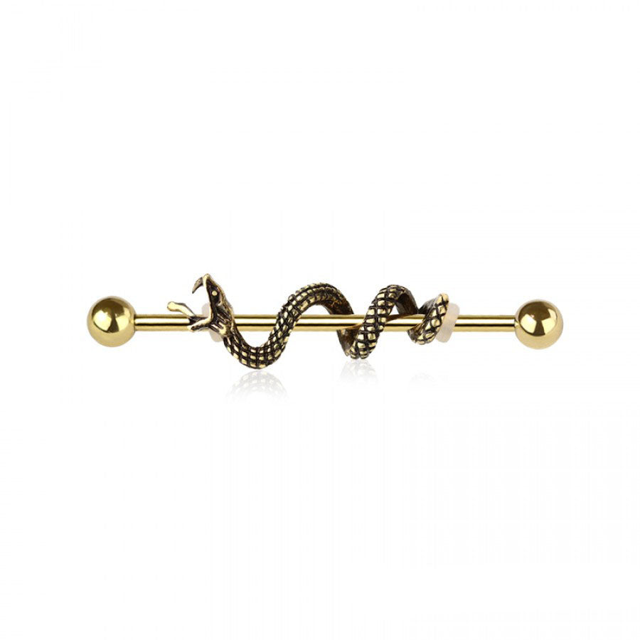Wrapped Snake Fancy Industrial Barbell 14g