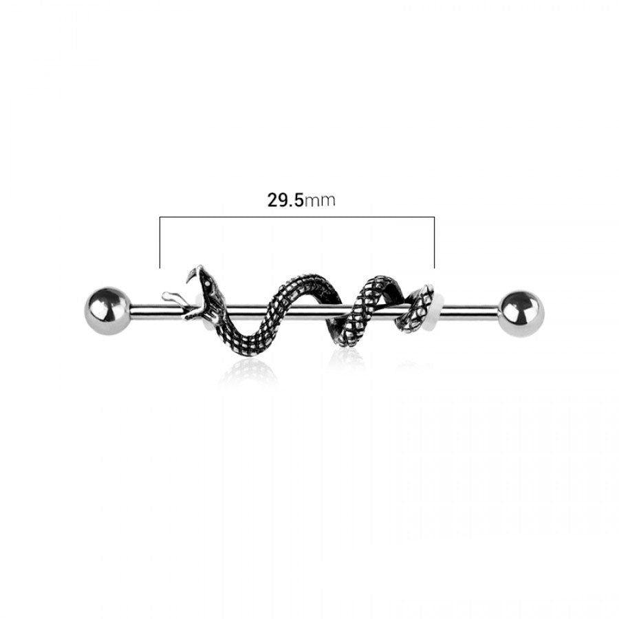 Wrapped Snake Fancy Industrial Barbell 14g