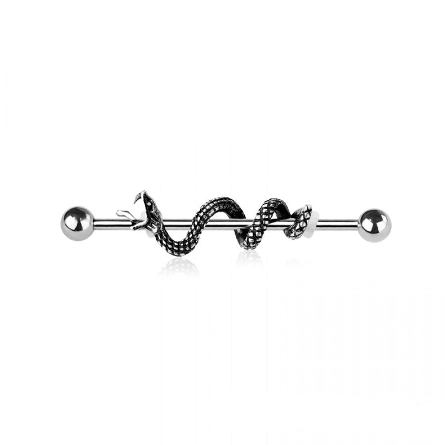 Wrapped Snake Fancy Industrial Barbell 14g