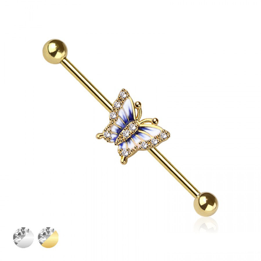 Butterfly Fancy Industrial Barbell 14G