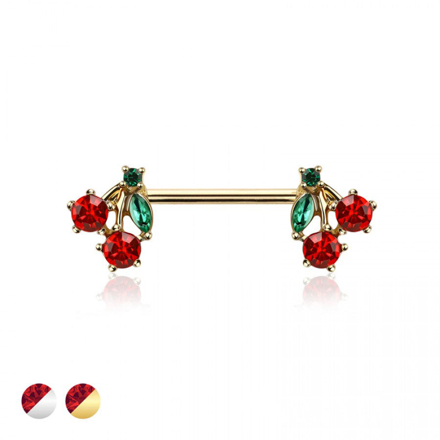 Crystal Cherry Bomb Nipple Barbell 14g