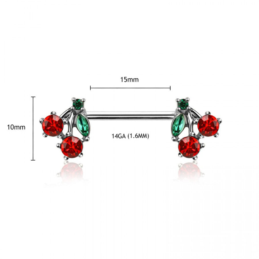 Crystal Cherry Bomb Nipple Barbell 14g