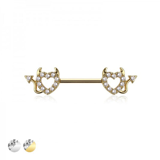 Devil Heart Nipple Ring 14g
