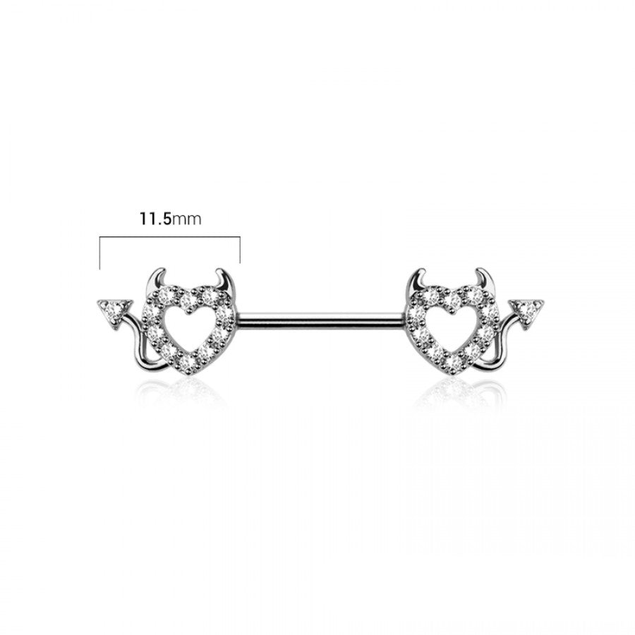 Devil Heart Nipple Ring 14g