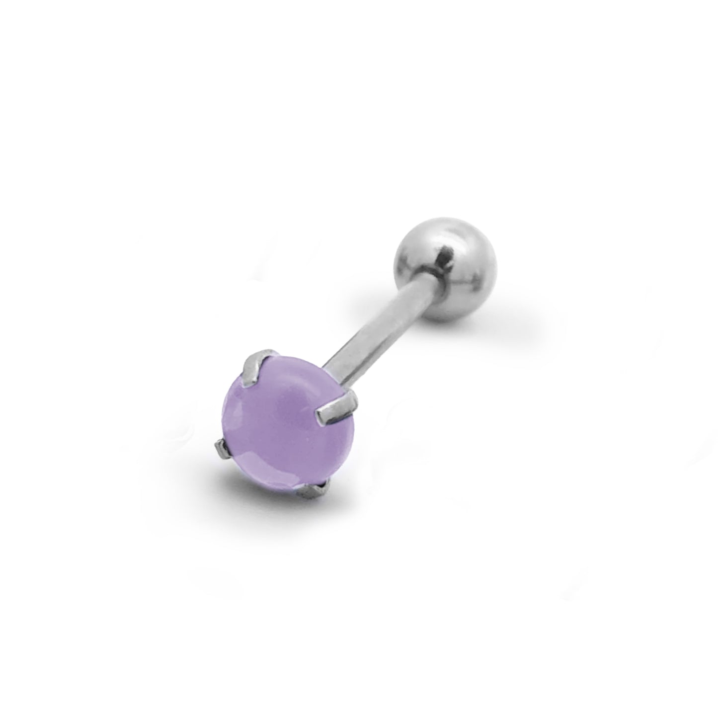 Premium Dome Crystal Claw-set Tongue Barbell 14g