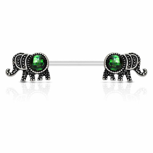 nipple-jewelry-bar-bell-barbell-surgical-steel-brass-green-opal-threaded-nips-elephant