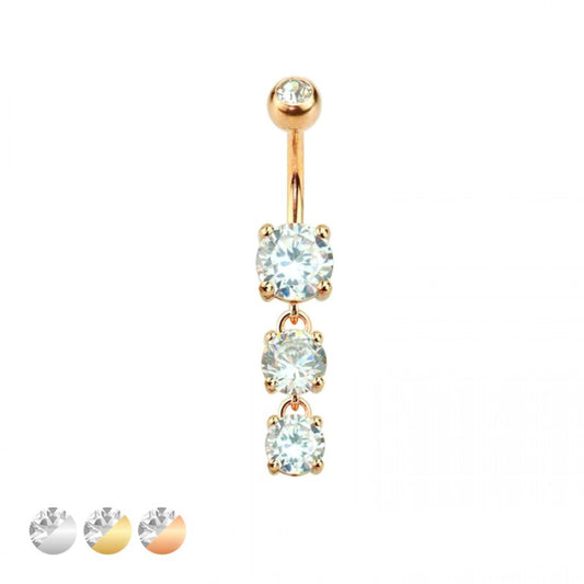 Three-circle Claw-Set Navel Dangle 14g