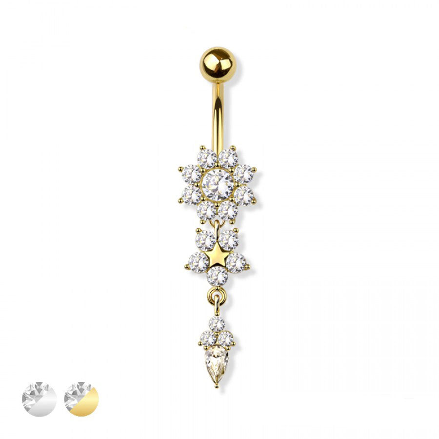 Enchanted Flora Crystal Navel Dangle 14g