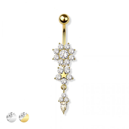 Enchanted Flora Crystal Navel Dangle 14g