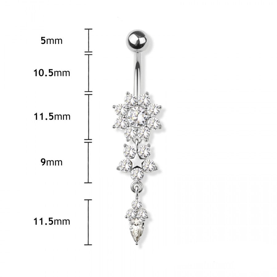 Enchanted Flora Crystal Navel Dangle 14g