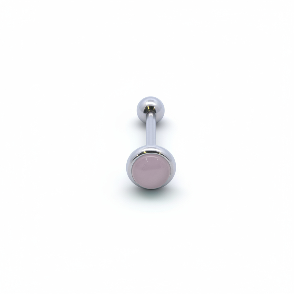 Premium Moonstone Bezel-set Tongue Barbell 14g