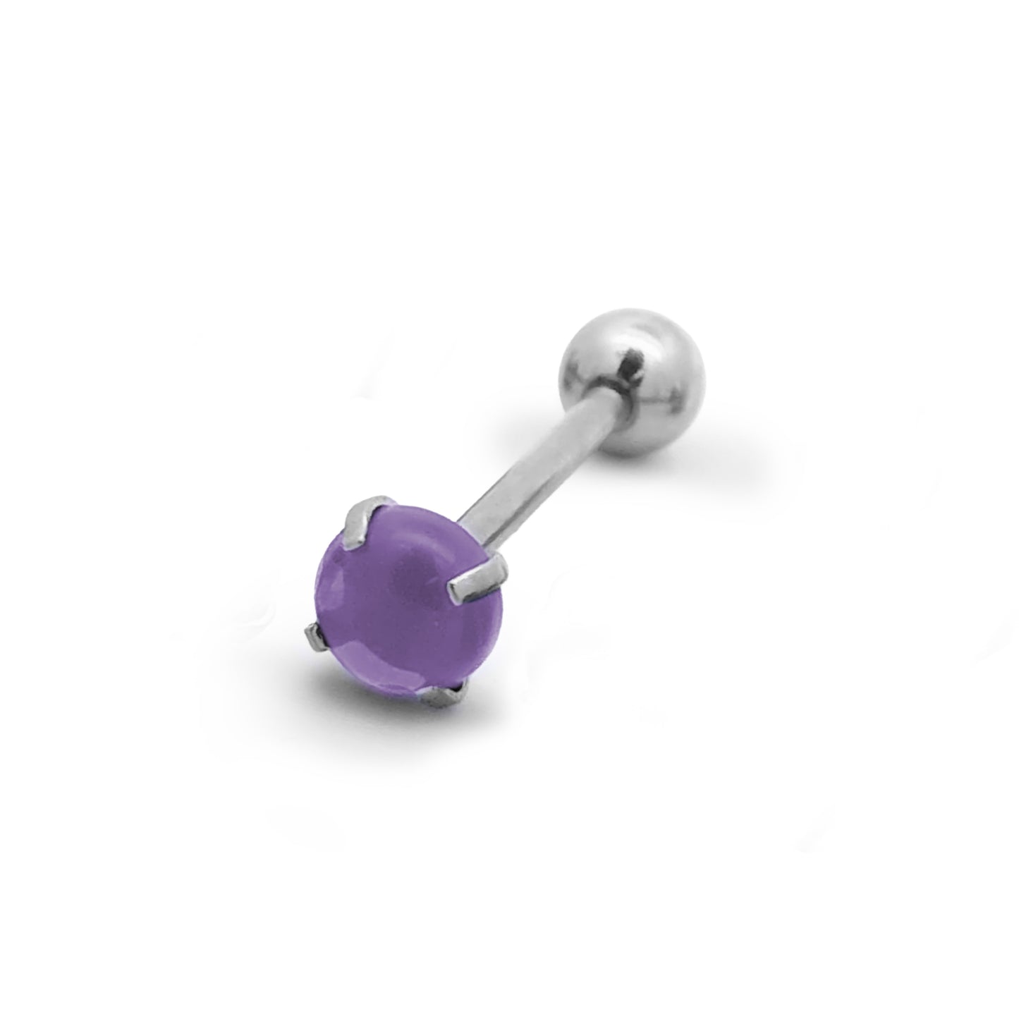 Premium Dome Crystal Claw-set Tongue Barbell 14g