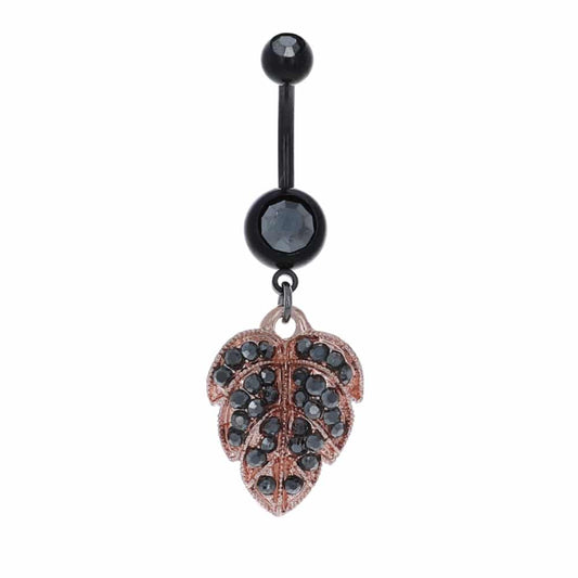 navel-belly-curved-barbell-dangle-tassel-rose-gold-plated-titanium-black-jewels