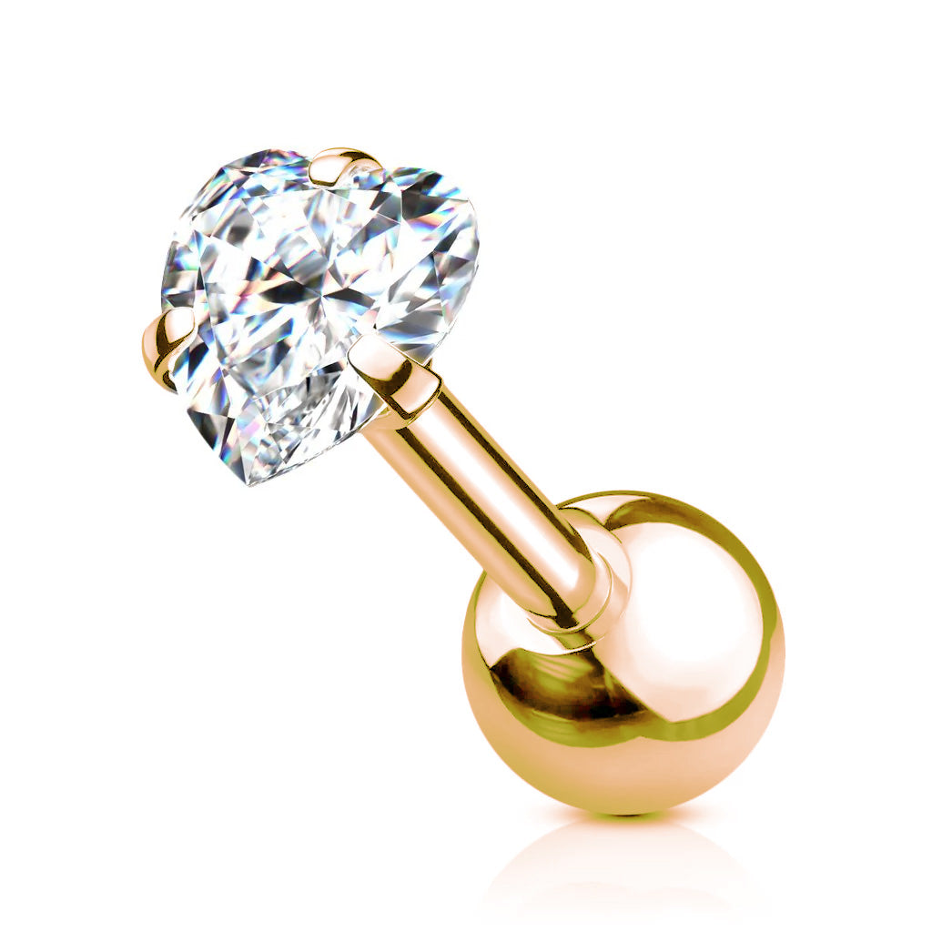 Premium PVD Heart Claw-Set Ball Back 16g