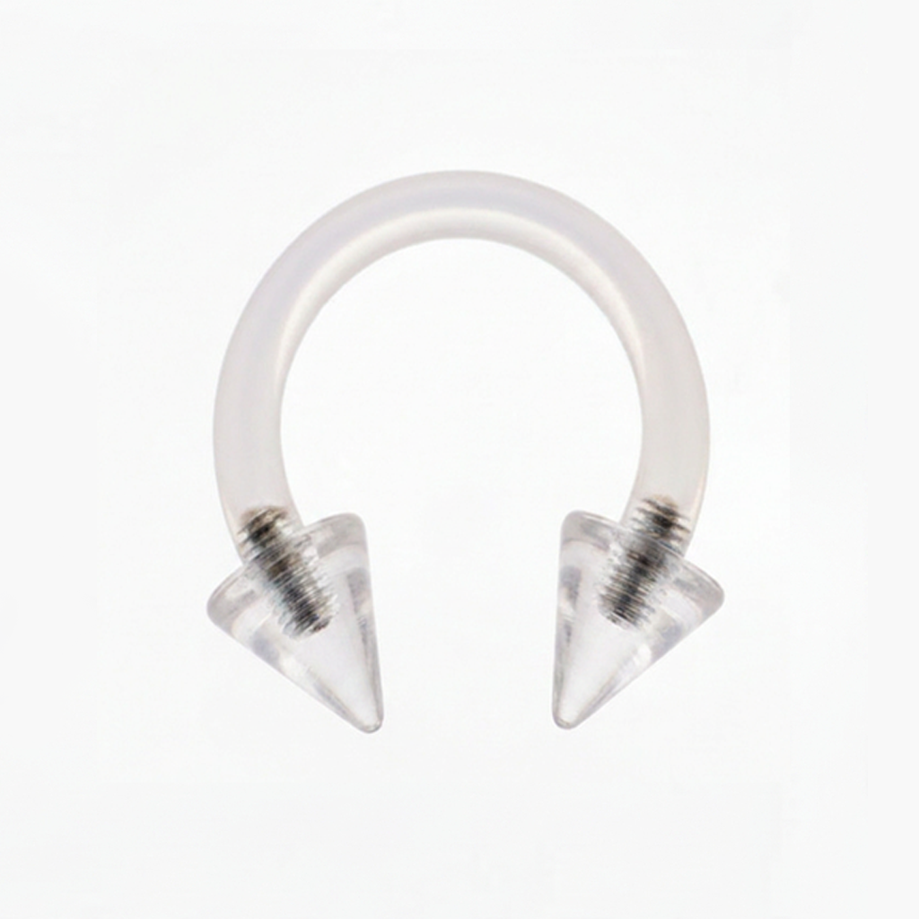 Clear Lucite Spiked Circular Barbell Internally Threaded