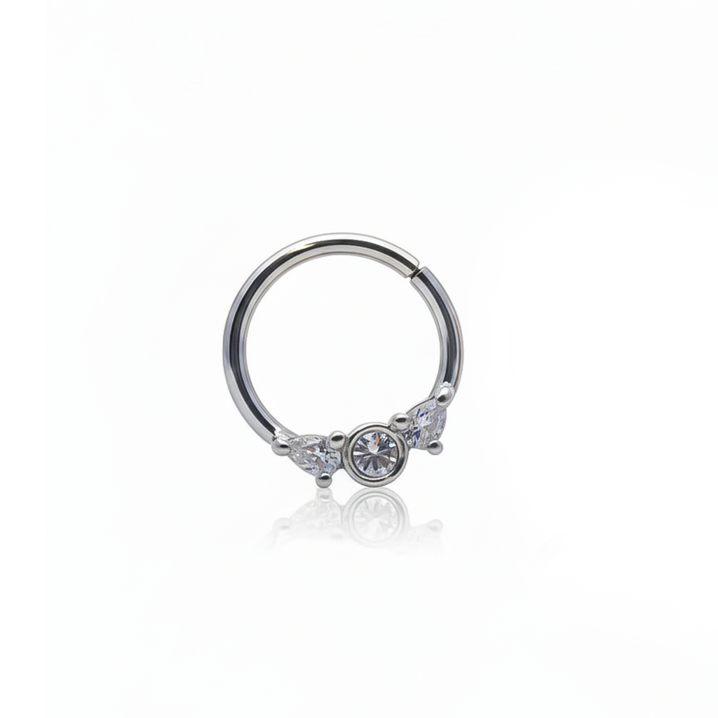 2 Claw-Set Teardrop + Circle Crystal Bendable Ring 16g