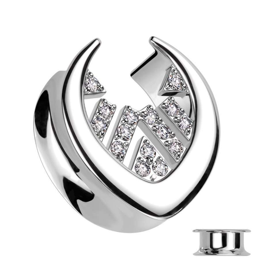 Surgical Steel Saddle Three Quarter Tunnel with Claw Set Austrian Crystals