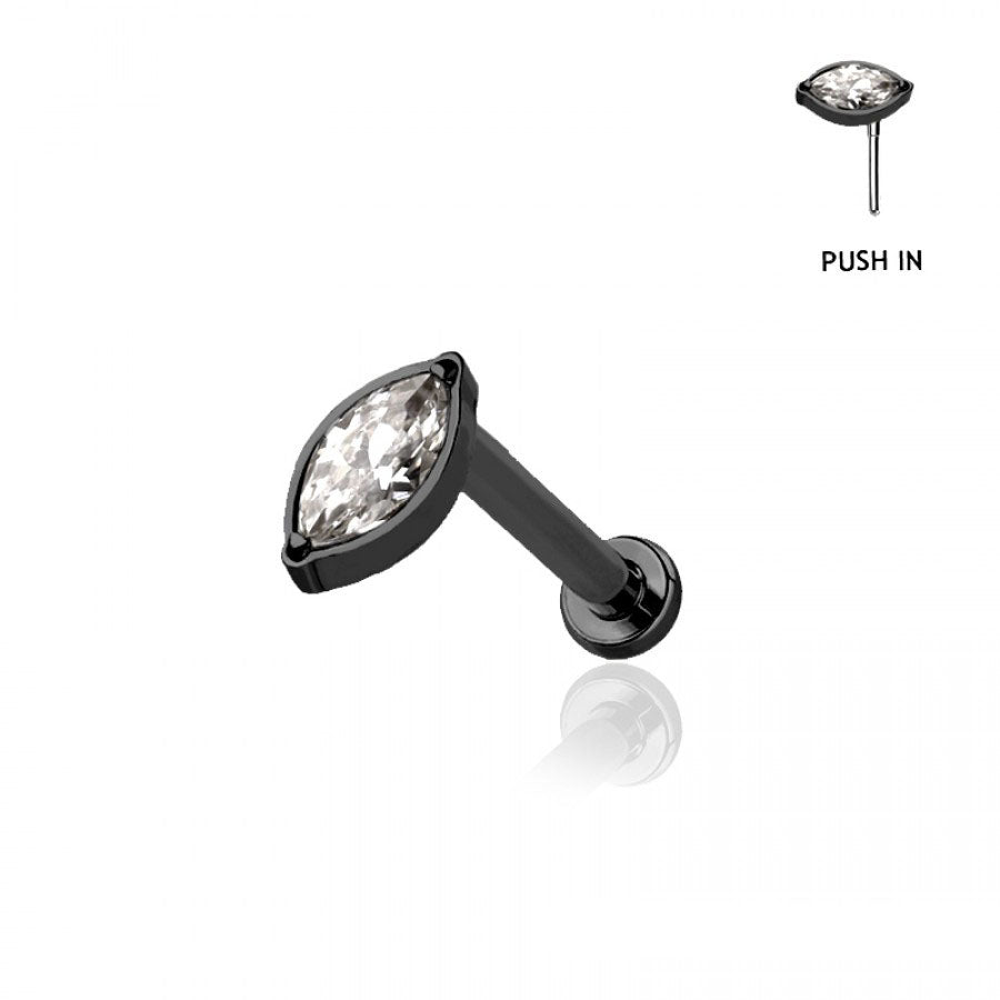 Premium G23 Titanium Marquise Offset Threadless Flat Back