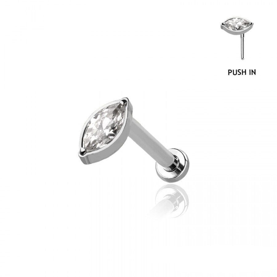 Premium G23 Titanium Marquise Offset Threadless Flat Back