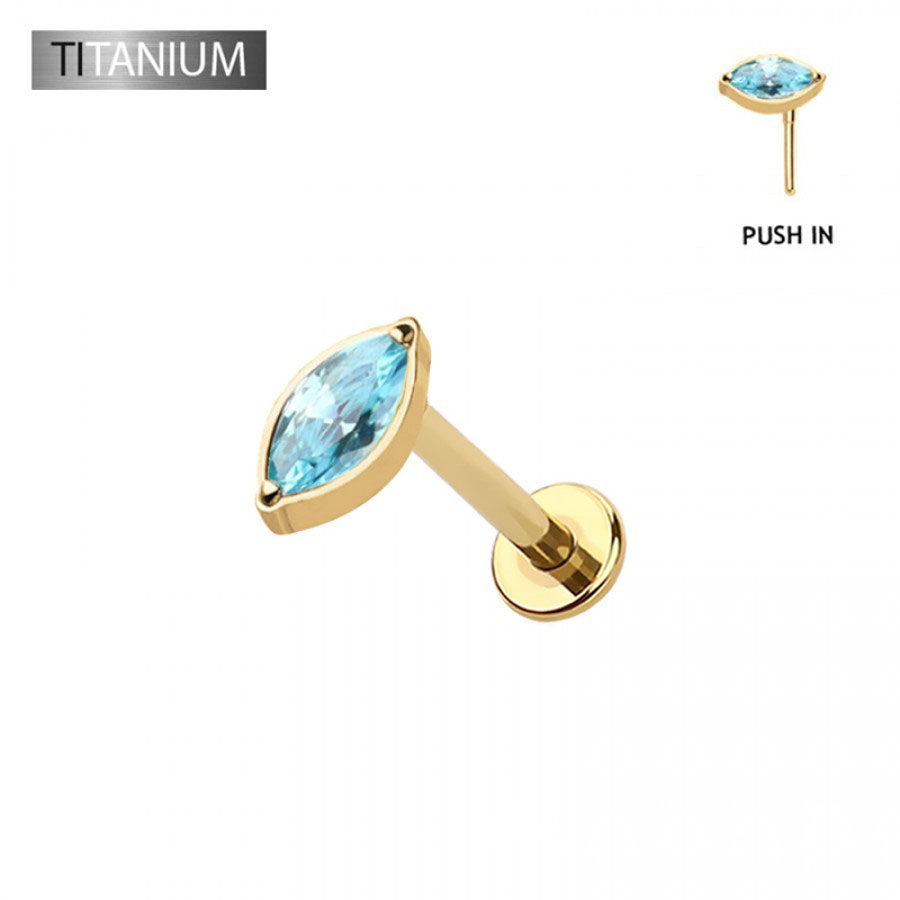 Premium G23 Titanium Marquise Offset Threadless Flat Back