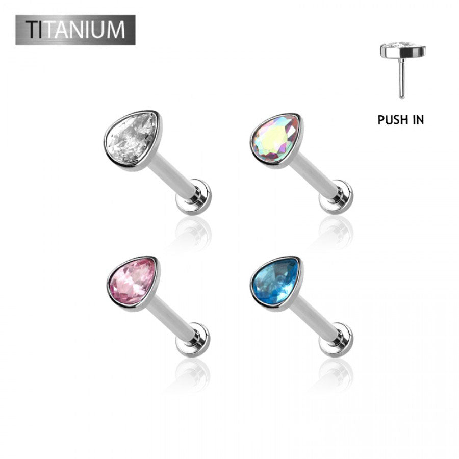 Premium G23 Titanium Teardrop Threadless Flat Back