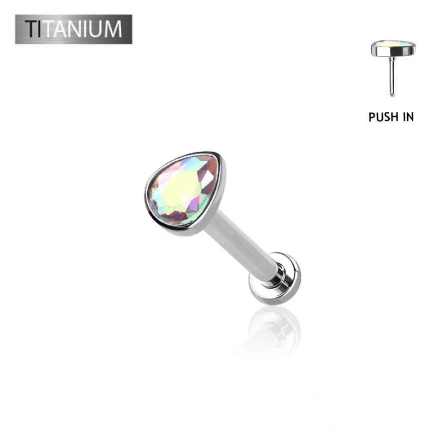 Premium G23 Titanium Teardrop Threadless Flat Back