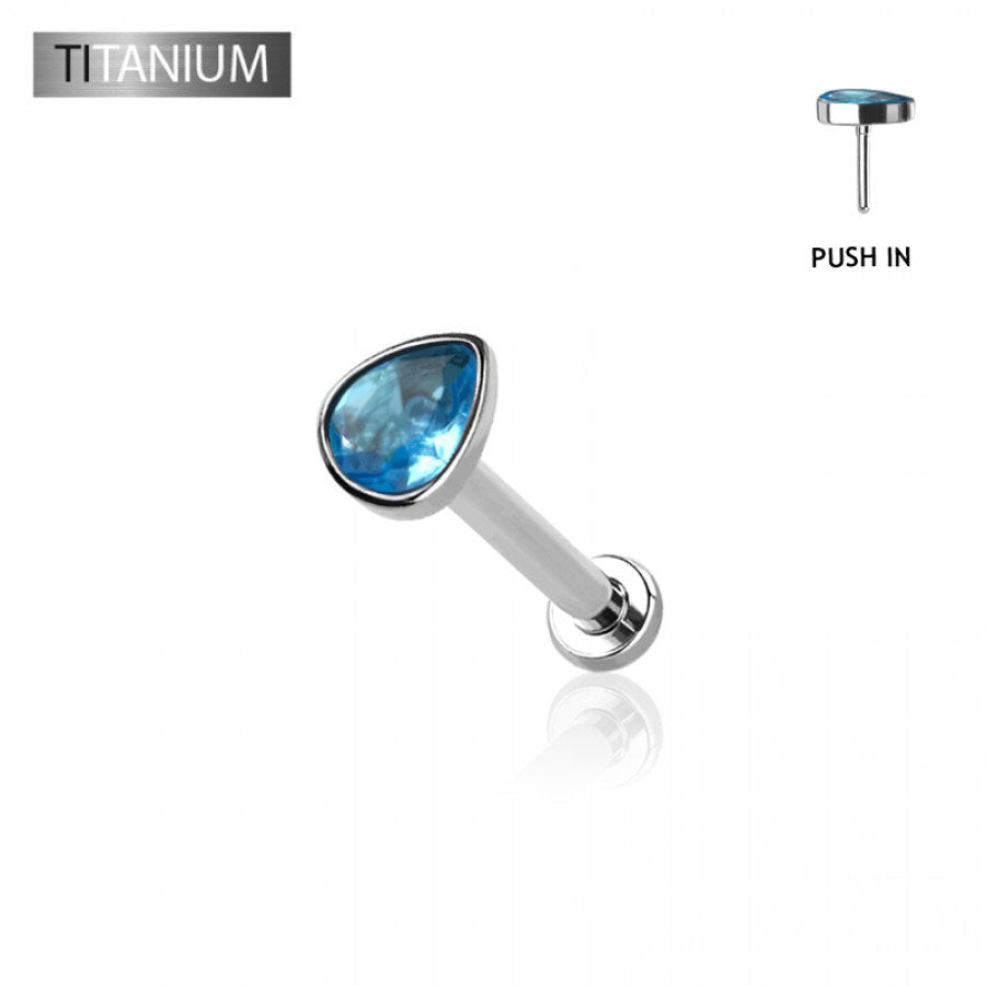 Premium G23 Titanium Teardrop Threadless Flat Back