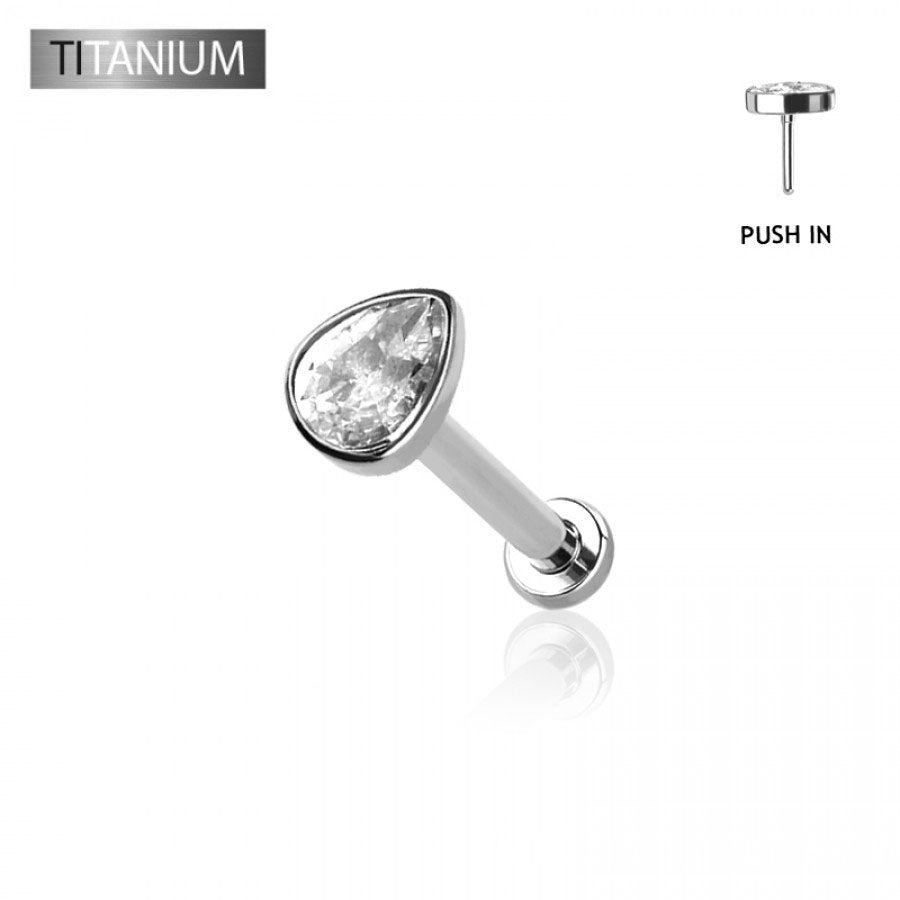 Premium G23 Titanium Teardrop Threadless Flat Back