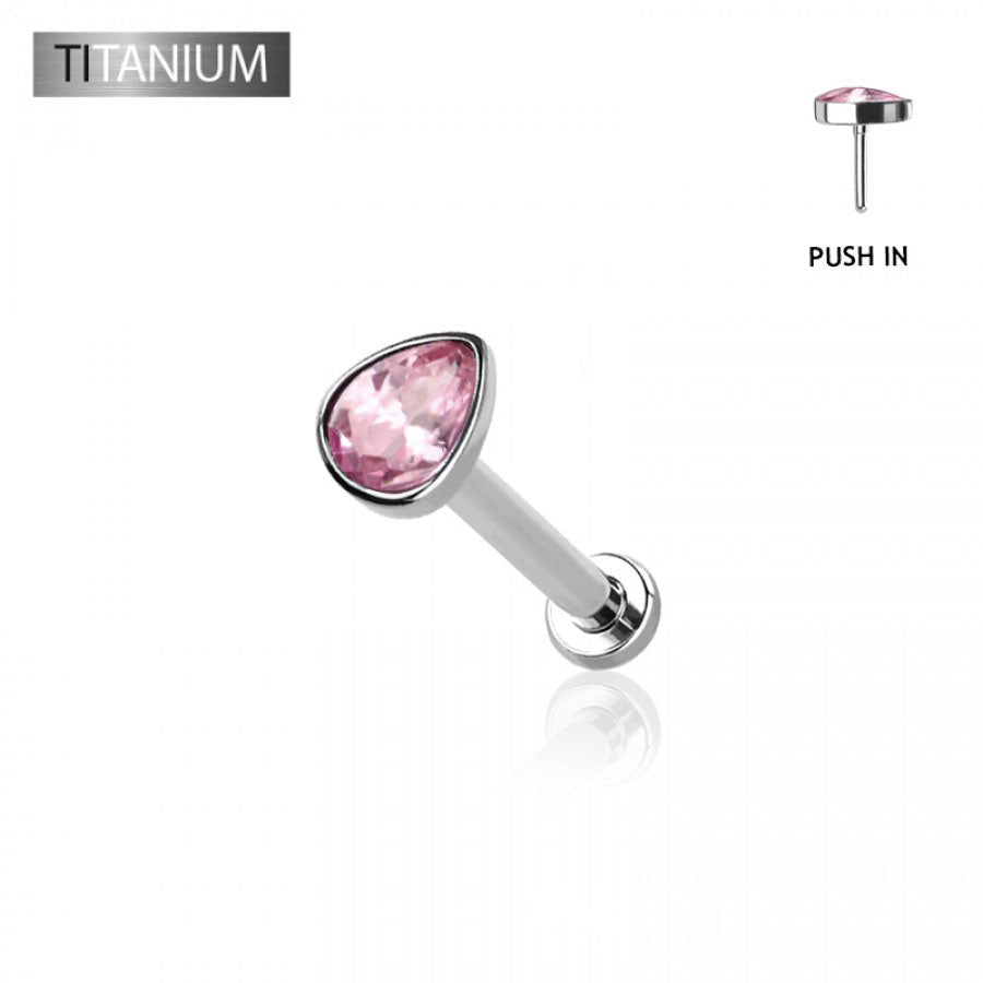 Premium G23 Titanium Teardrop Threadless Flat Back