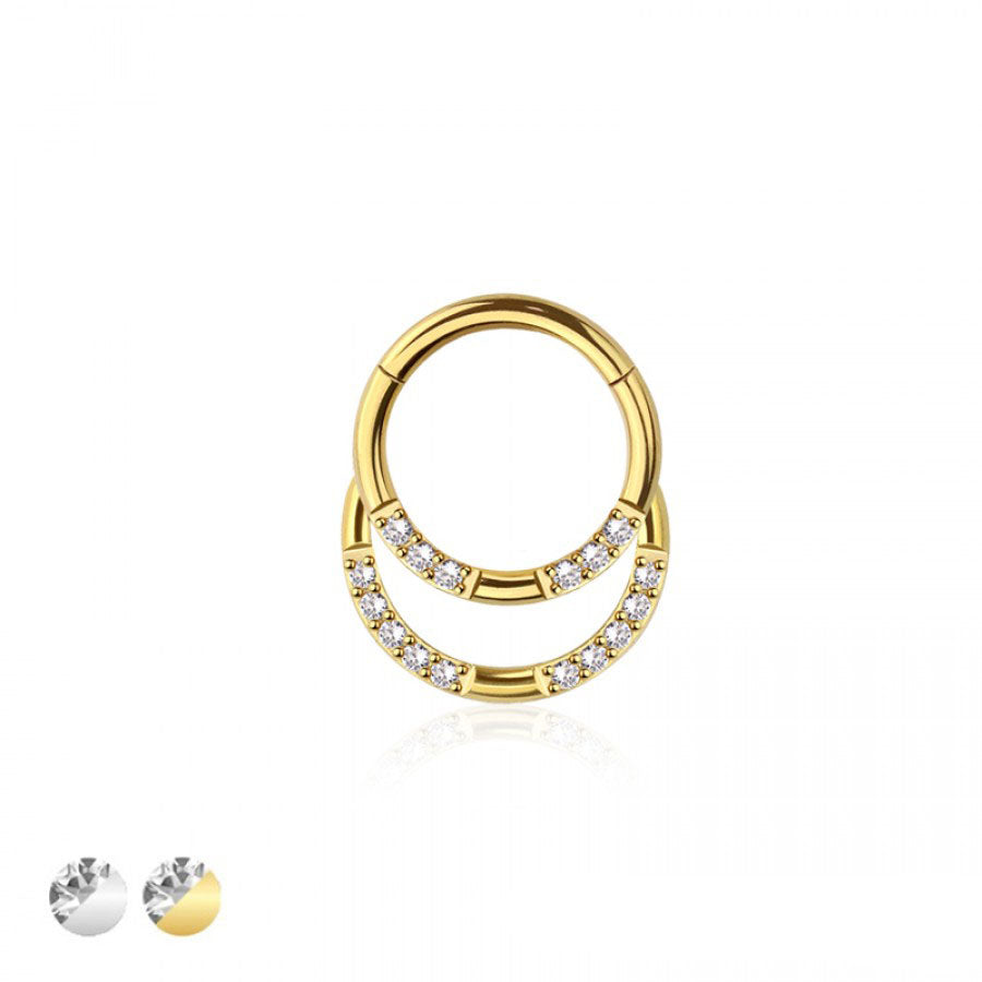 Premium Duo Crystal Stack Segment Ring 16g