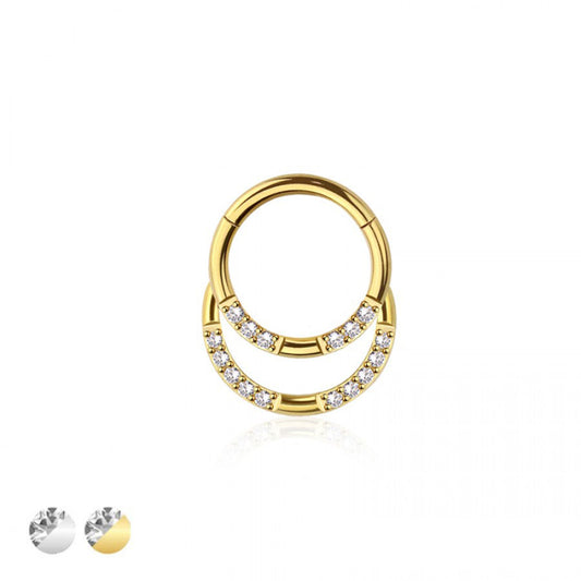 Premium Duo Crystal Stack Segment Ring 16g