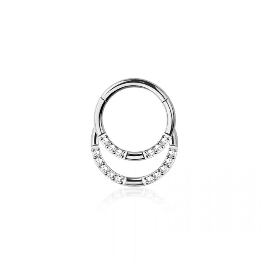 Premium Duo Crystal Stack Segment Ring 16g