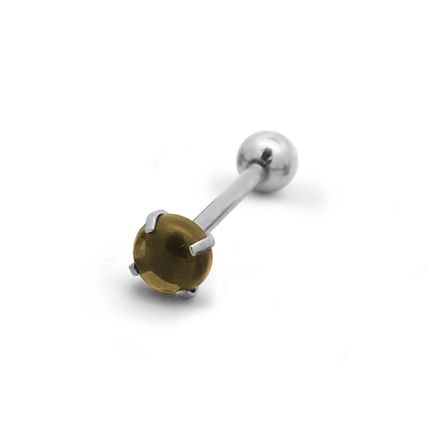 Premium Dome Crystal Claw-set Tongue Barbell 14g